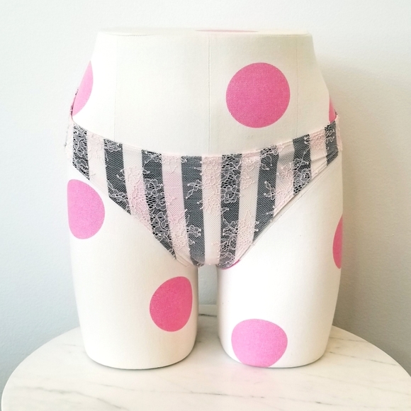 Victoria's Secret Vintage Very Sexy Lace Stripe Strappy V-String Thong Panty NWT - Picture 3 of 12